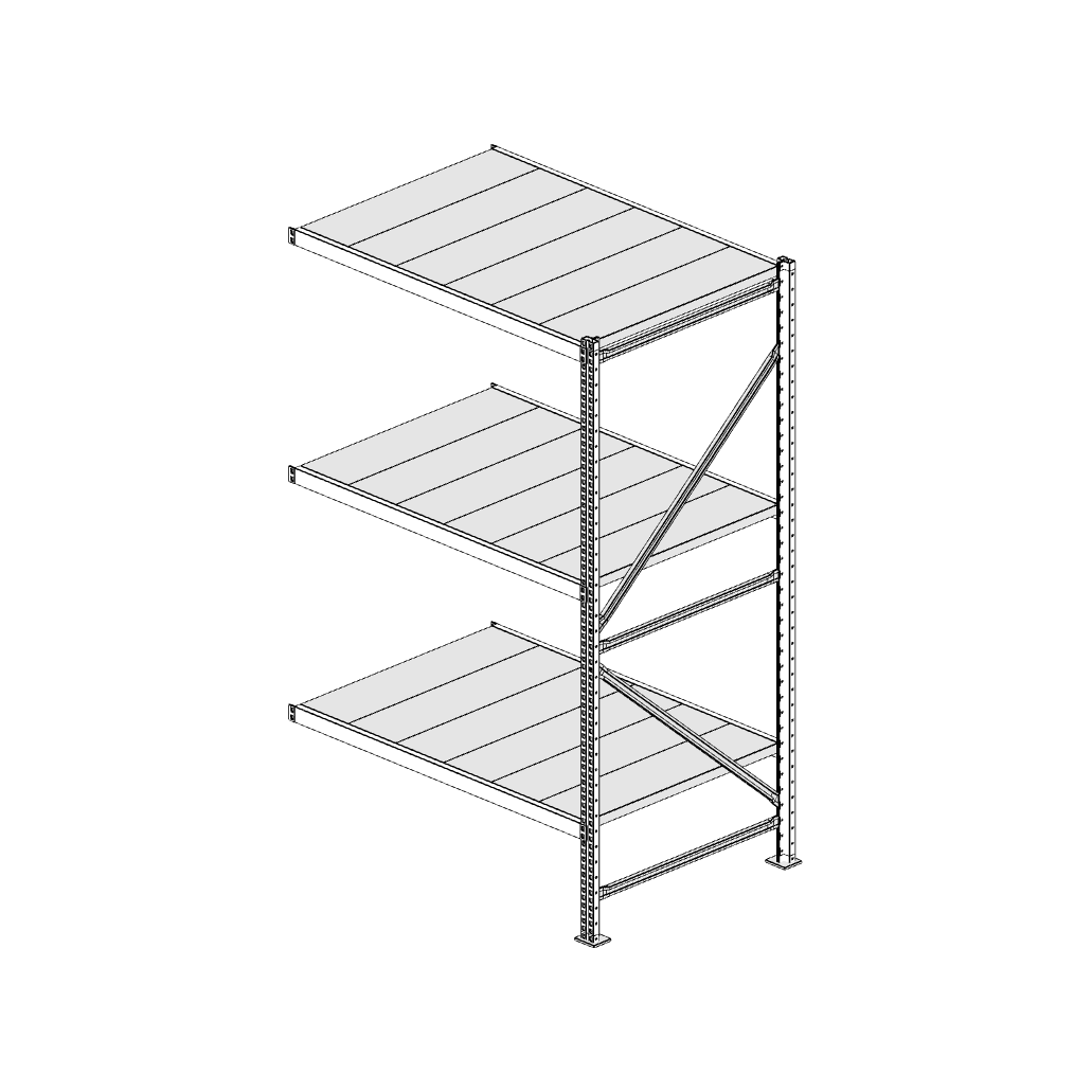Scaffalatura MM50 modulo aggiuntivo bianco1950x1200x800 mm