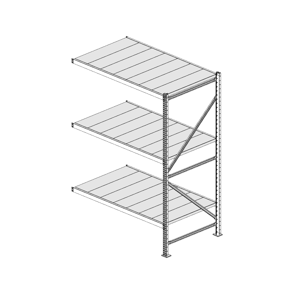 Scaffalatura MM50 modulo aggiuntivo bianco1950x1400x800 mm