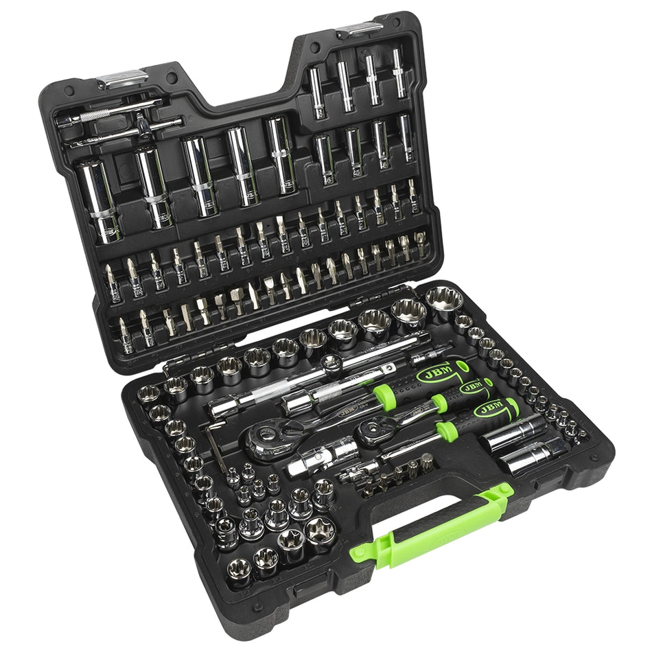 Tool case with 113 pcs polygon sockets - chrome finish