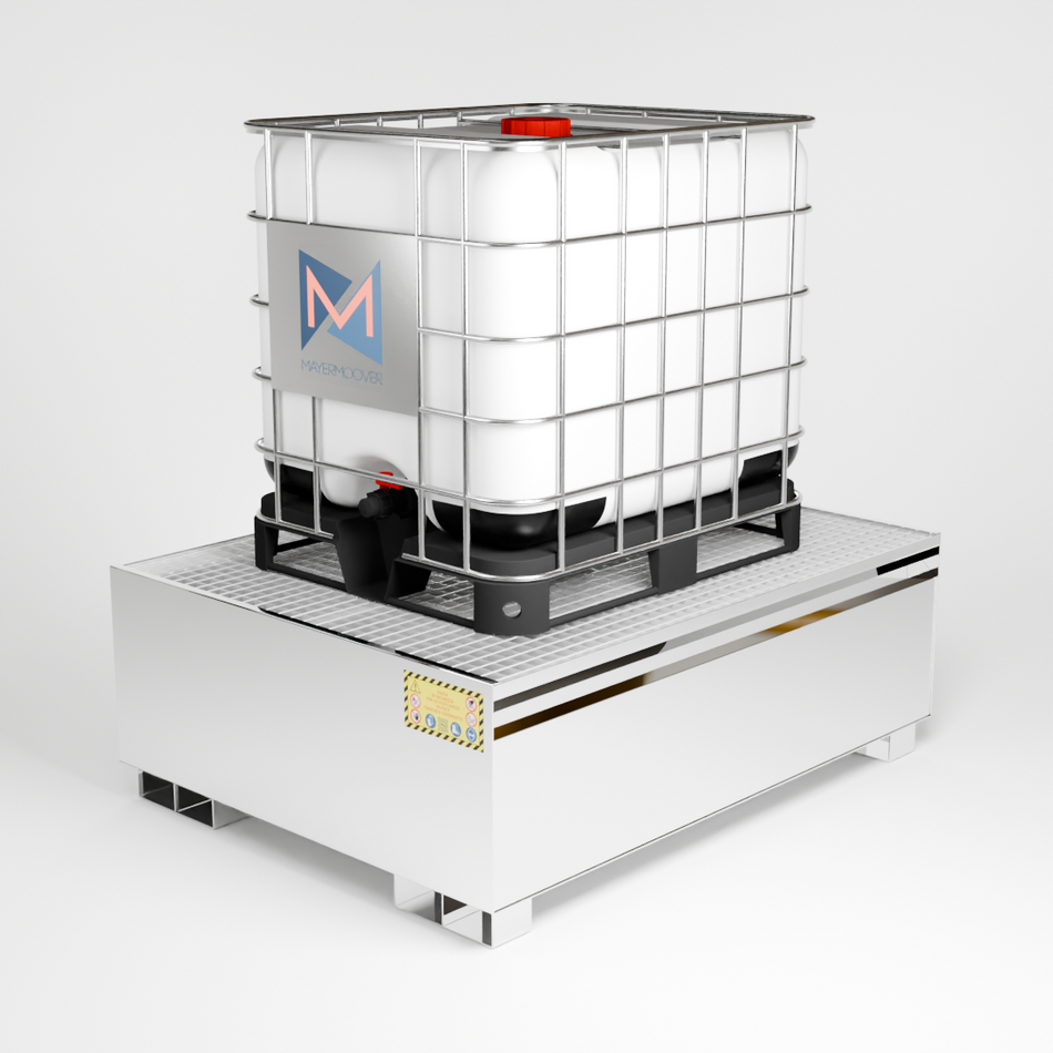 Metal collection tank for 1 x 1000 LT IBC tank - RAL 5010 