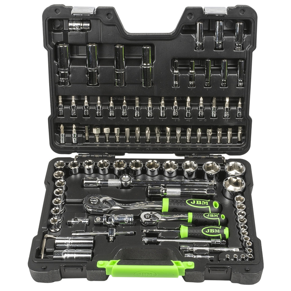 Tool case with 94 pieces (hexagonal sockets) - finit. chrome.