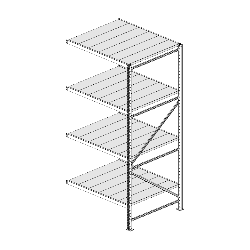Scaffalatura MM50 modulo aggiuntivo bianco2550x1200x1000 mm