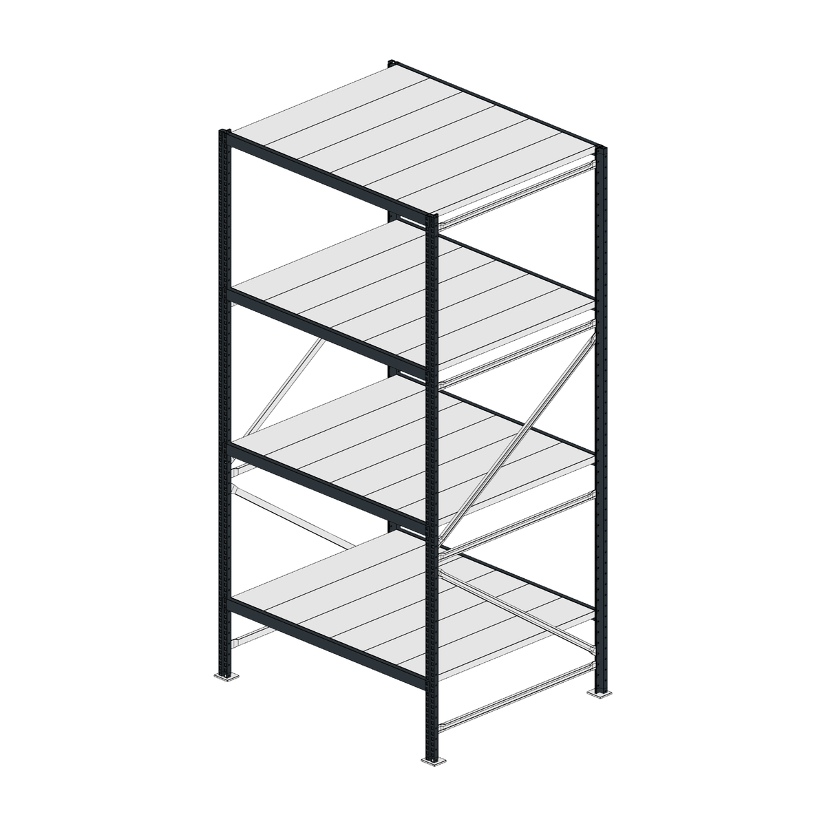 Scaffalatura MM50 modulo base RAL 7016 2550x1200x1000 mm