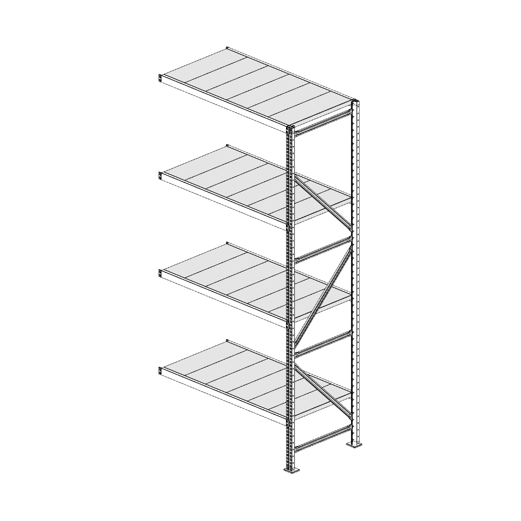 Scaffalatura MM50 modulo aggiuntivo bianco2550x1200x600 mm