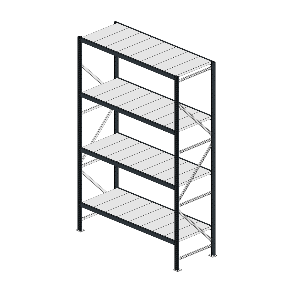 Scaffalatura MM50 modulo base RAL 7016 2550x1600x600 mm