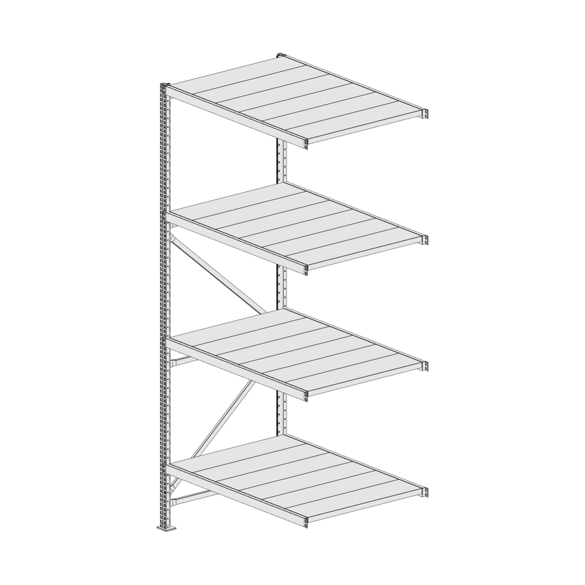 Scaffalatura MM50 modulo aggiuntivo bianco2550x1200x800 mm