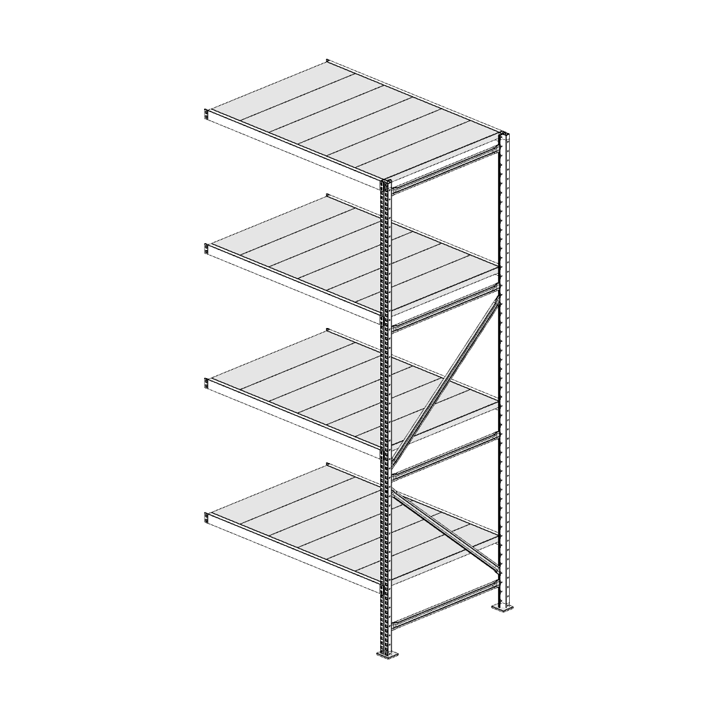 Scaffalatura MM50 modulo aggiuntivo bianco2550x1200x800 mm
