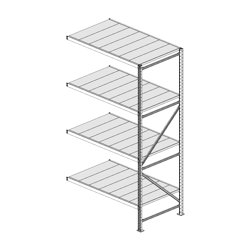 Scaffalatura MM50 modulo aggiuntivo bianco2550x1400x800 mm