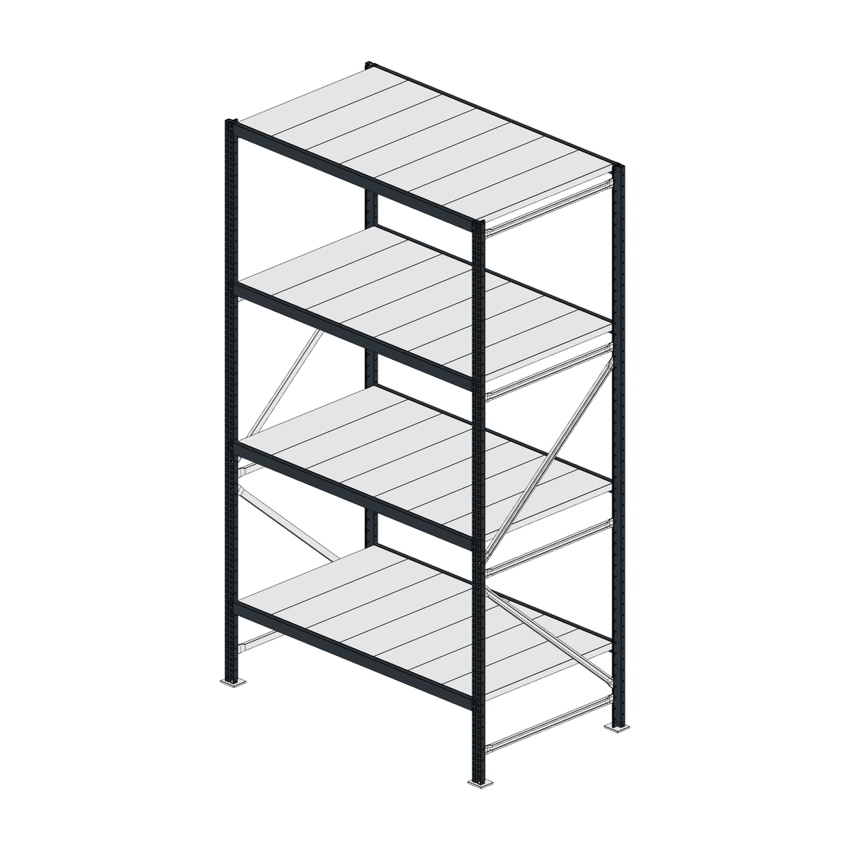 Scaffalatura MM50 modulo base RAL 7016 2550x1400x800 mm