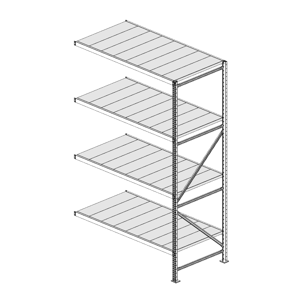 Scaffalatura MM50 modulo aggiuntivo bianco2550x1600x800 mm