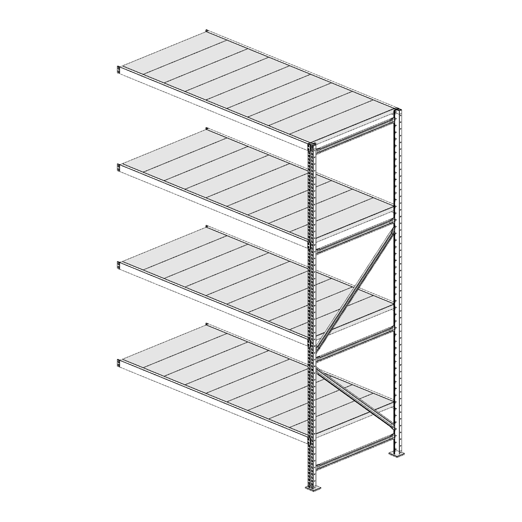Scaffalatura MM50 modulo aggiuntivo bianco2550x1800x800 mm