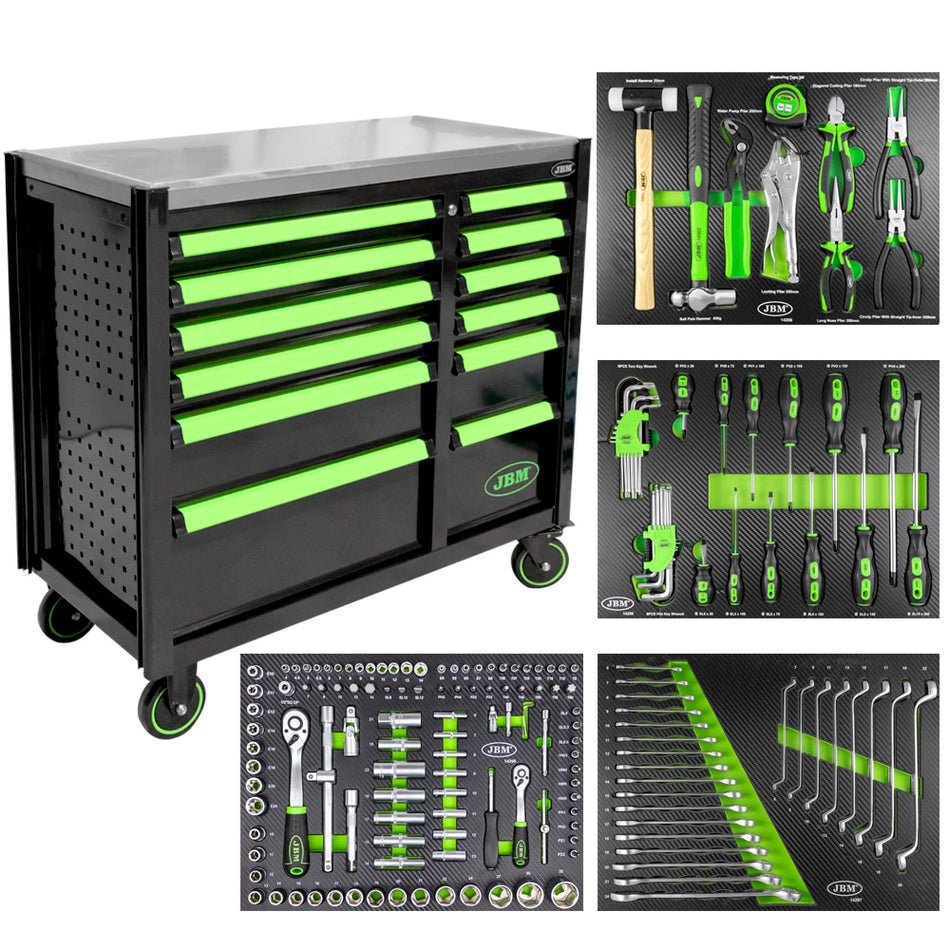 Trolley with double column of drawers - with equipment included - green n.53939