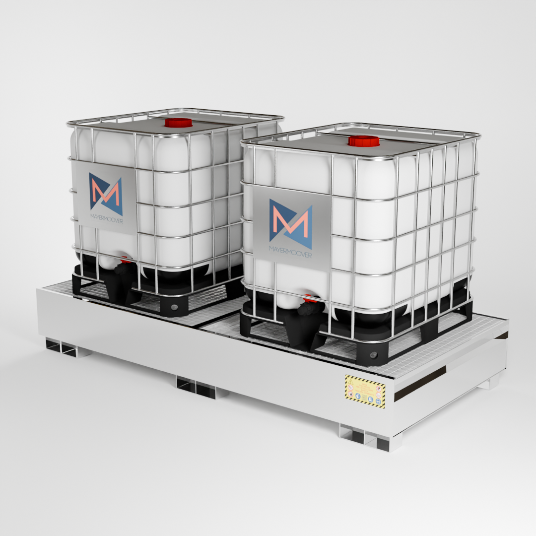 Vasca di raccolta per 2 cisternette da 1000 LT IBC in acciaio inox