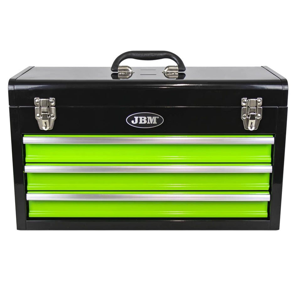 Toolbox with three front drawers + upper compartment