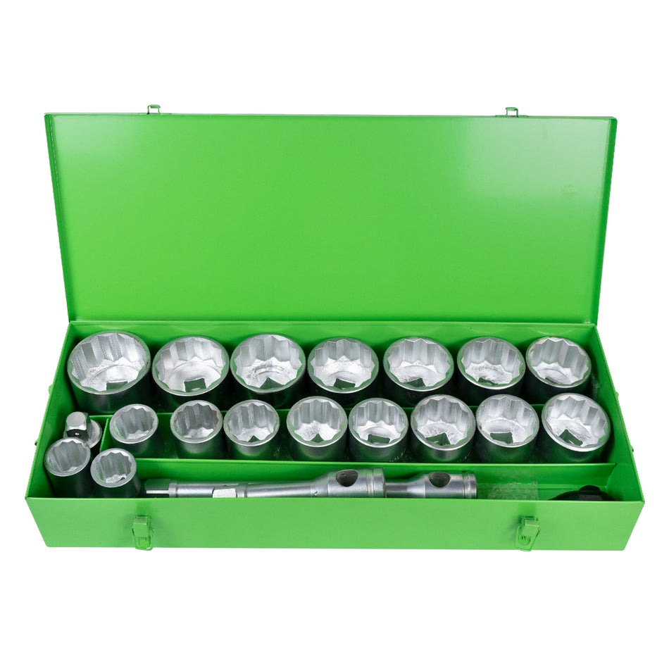 Metal tool case 1" with 22 pieces (polygon sockets)