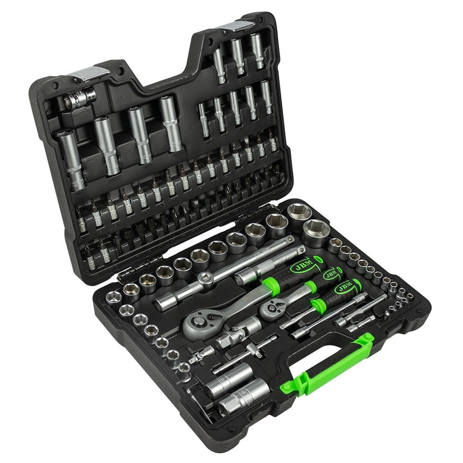 94-piece tool case with satin hex sockets