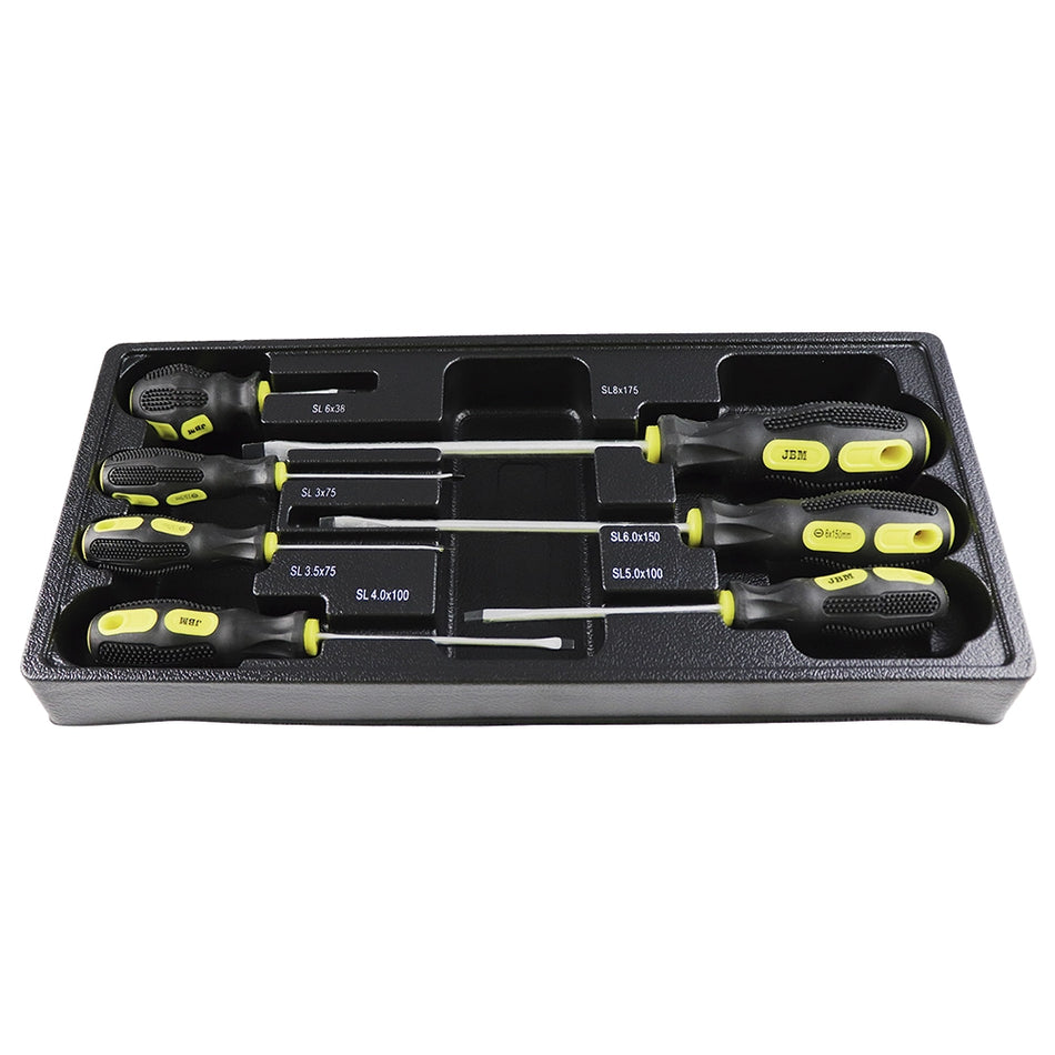 Organizer + 7 slotted screwdrivers for trolley