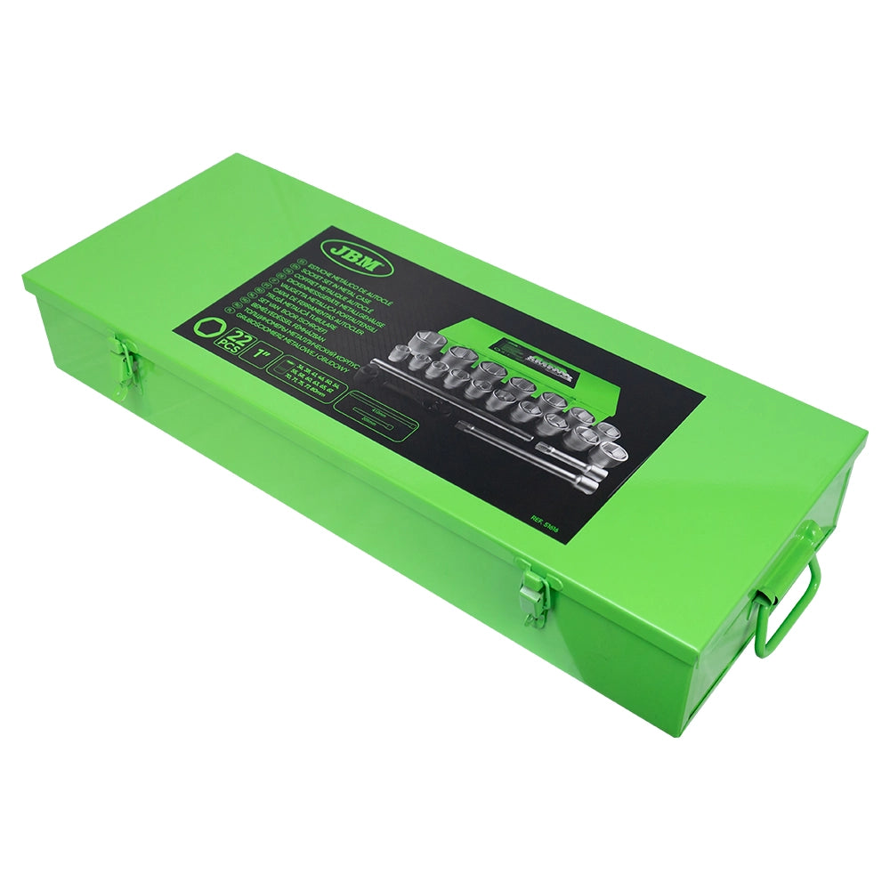 Valigetta metallica portautensili 1" con 22 pezzi bussole esagonali