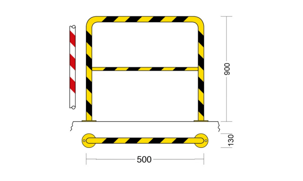 Barriera paracolpi lineare con traverso intermedio - 500 x 900h mm