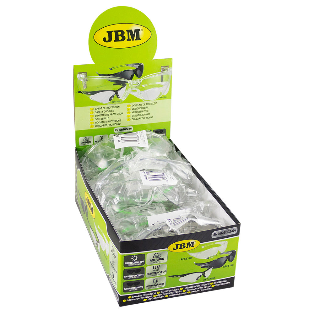 Occhiali di protezione sportivi, antiappannanti, con stanghette trasparenti