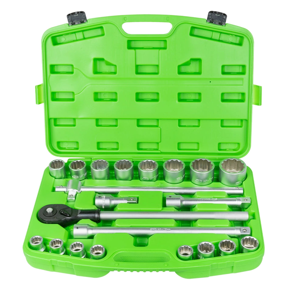 Plastic tool case 3/4" with 21 polygonal sockets