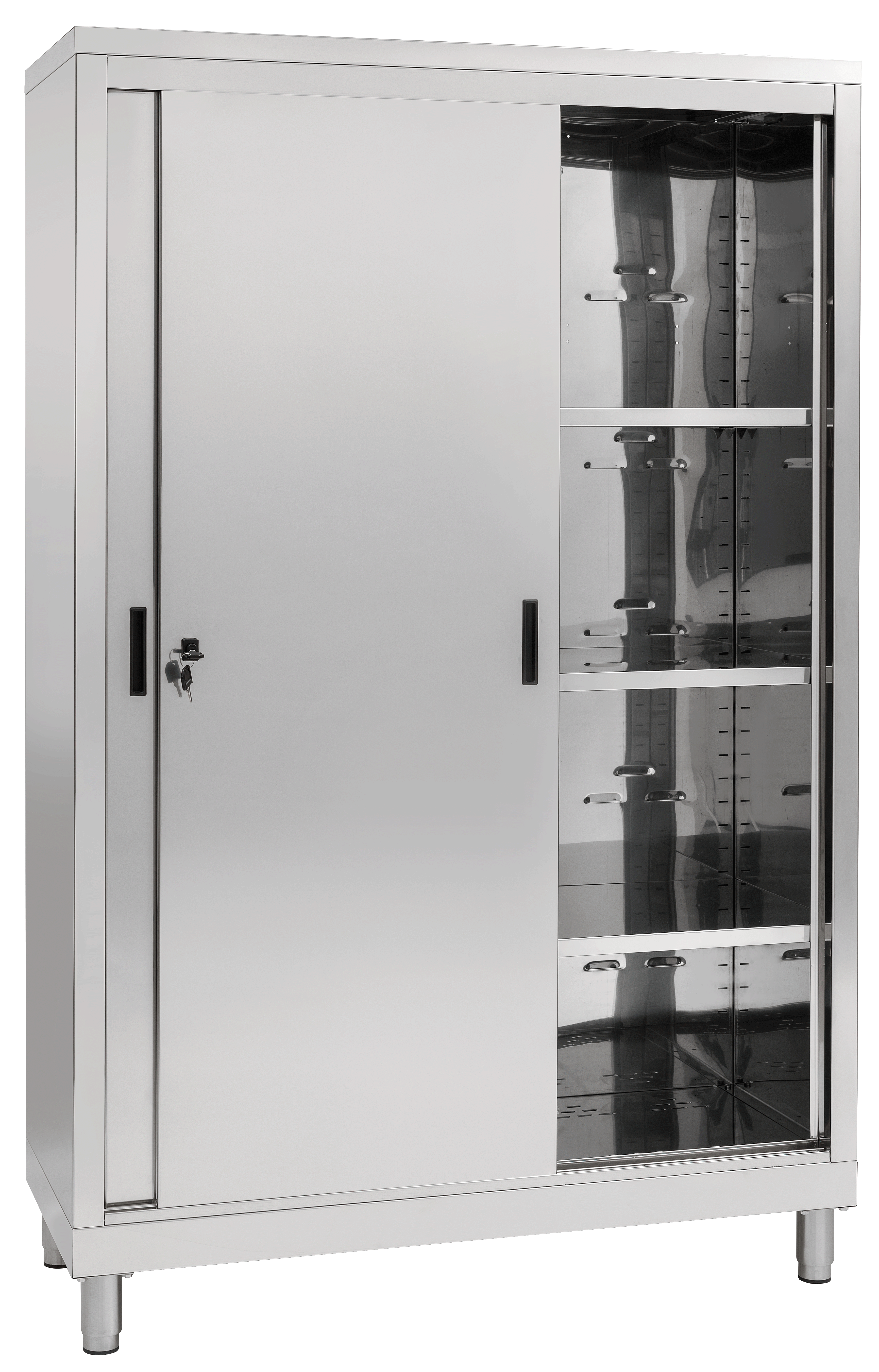 Stainless steel storage cabinet with sliding doors - depth 70 cm