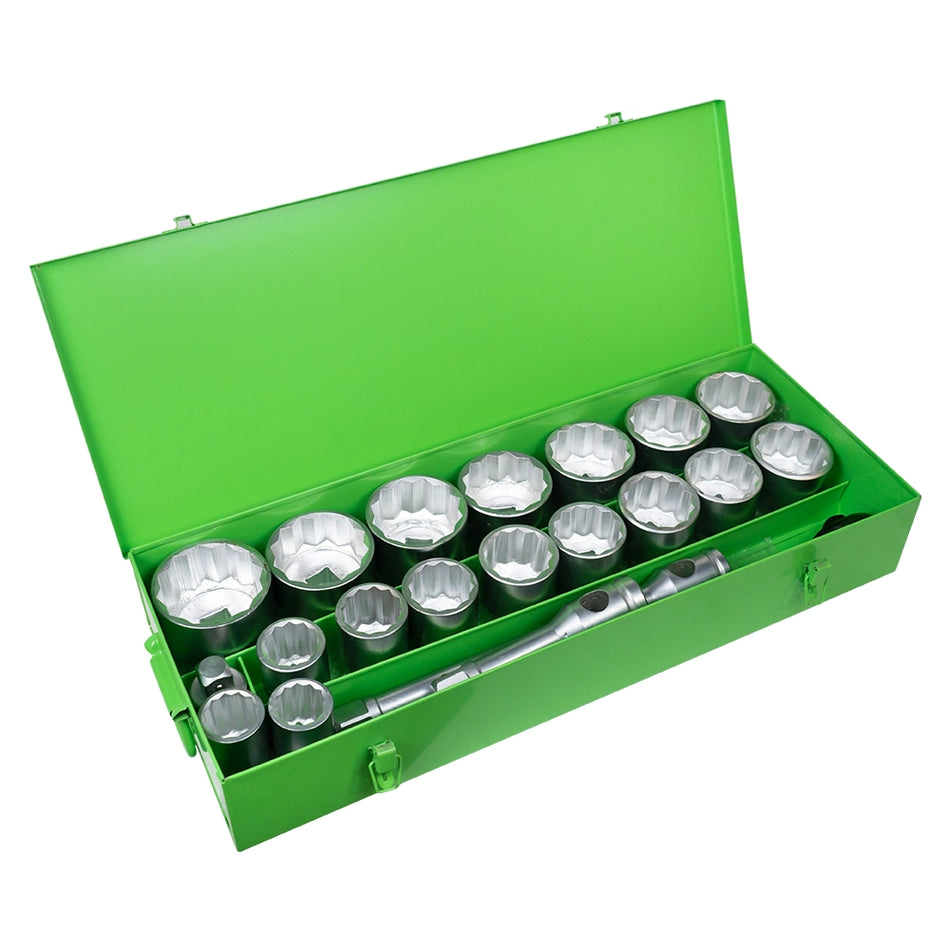 Metal tool case 1" with 22 pieces (polygon sockets)