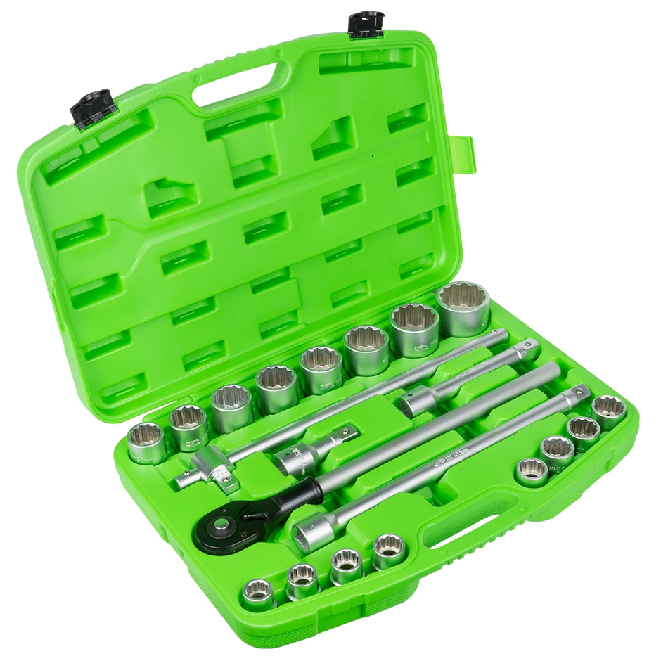 Plastic tool case 3/4" with 21 polygonal sockets