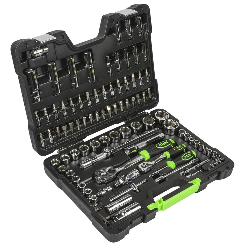 Tool case with 94 pieces (hexagonal sockets) - finit. chrome.