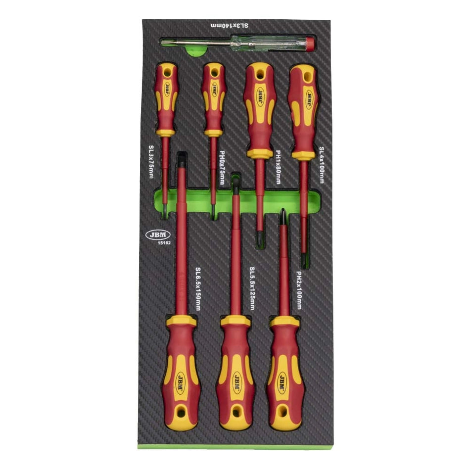 8 pcs vde screwdriver set with carbon fiber coating, eva bowl