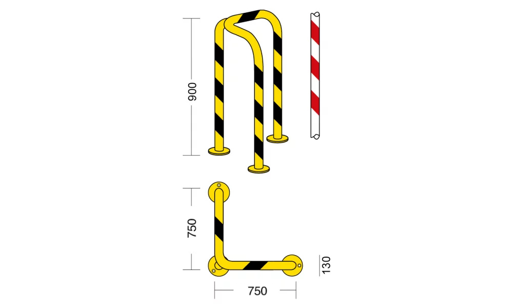 Barriera paracolpi angolare - 750 x 750 x 900h mm