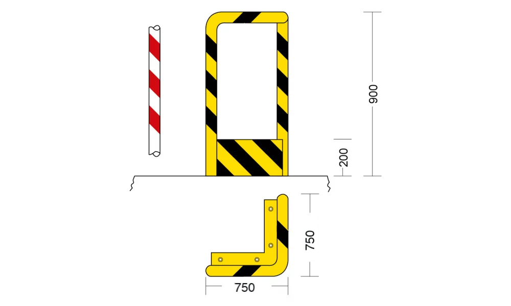 Protezione modulare angolare - 750 x 750 x 900h mm