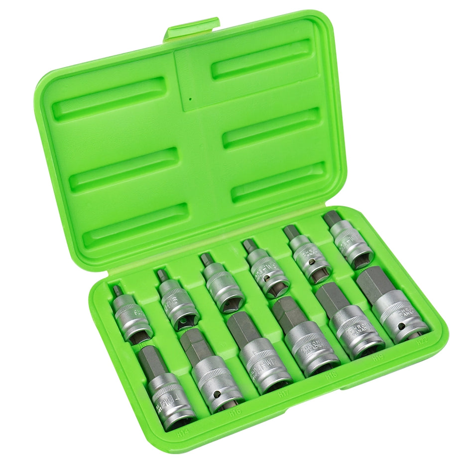 Set of 12 bits 1/2" hex bit