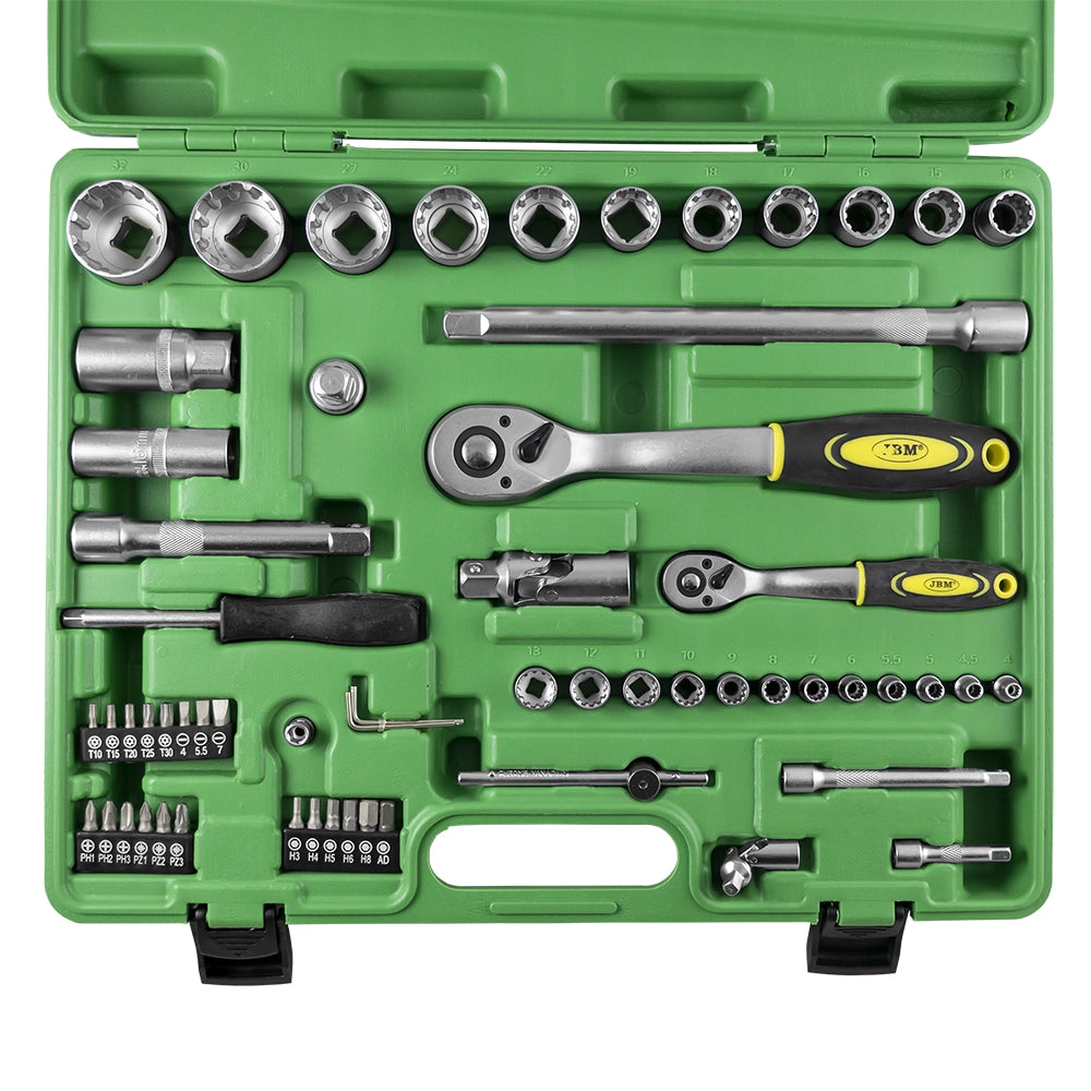 Valigetta portautensili con 61 pezzi bussole millerighe da 1/4” e 1/2”