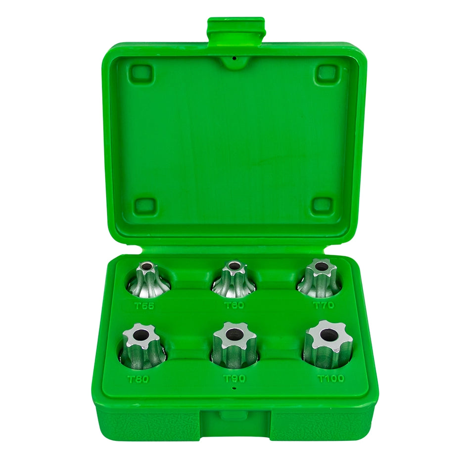 6-piece set 1/2" tamperproof torx bit