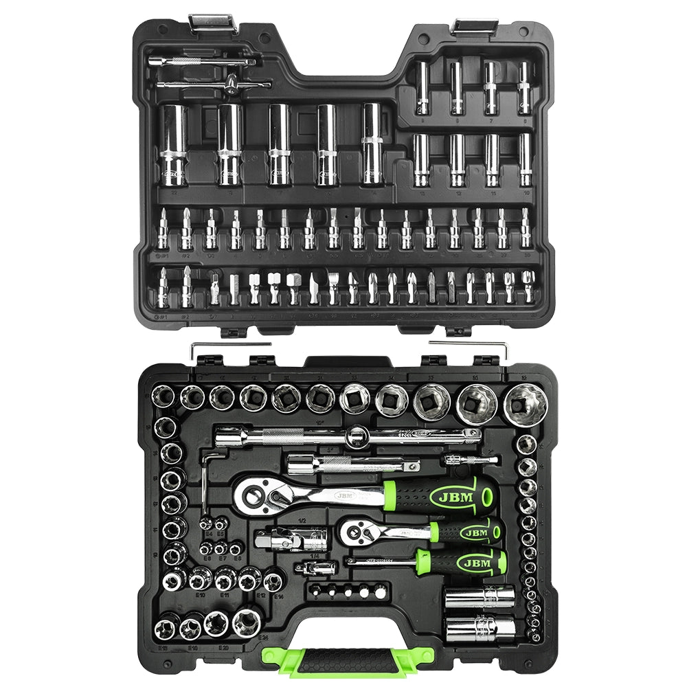 Valigetta portautensili con 113 pezzi bussole poligonali - finitura cromata