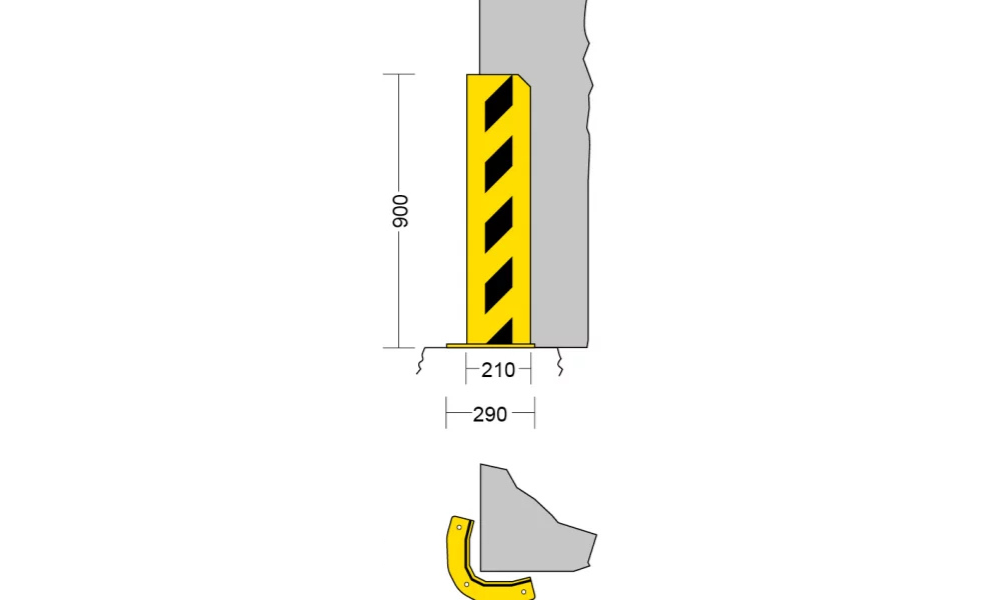 Protezione angolare a pavimento - 200 x 200 x 900h mm