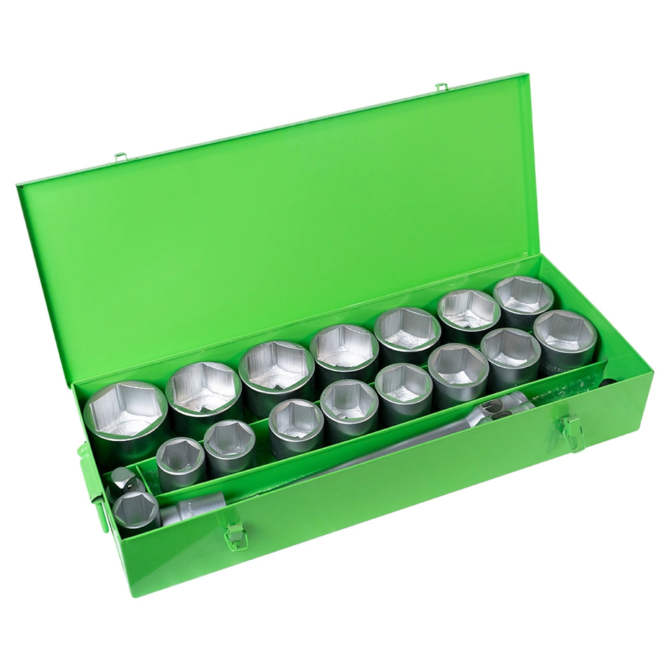 Metal tool case 1" with 22 pieces of hexagonal sockets