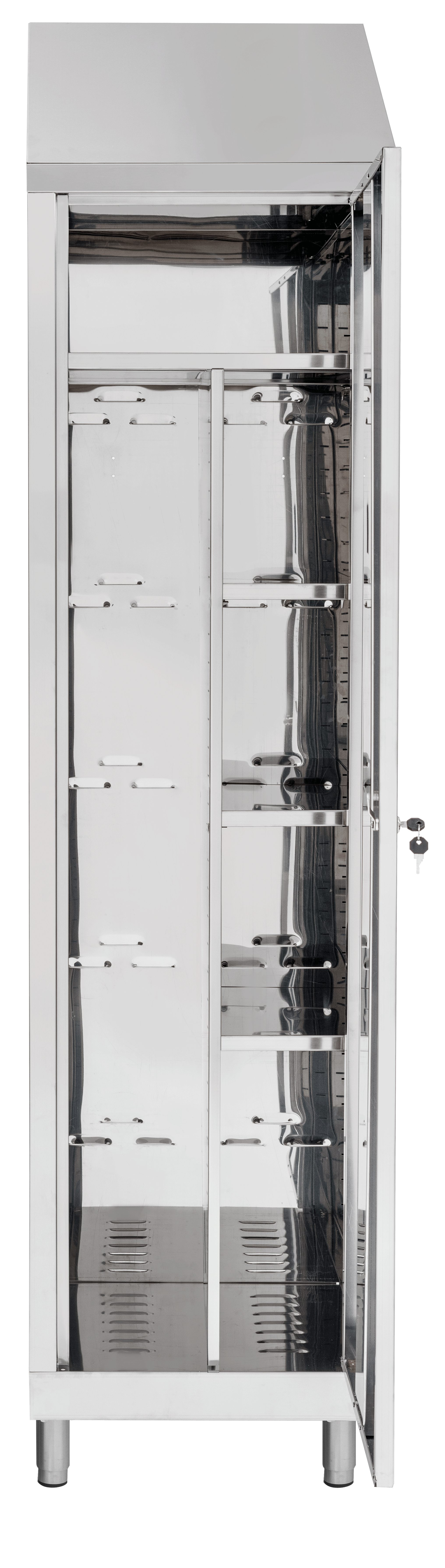 Armadio portascope in acciaio inox ad 1 anta con divisorio interno