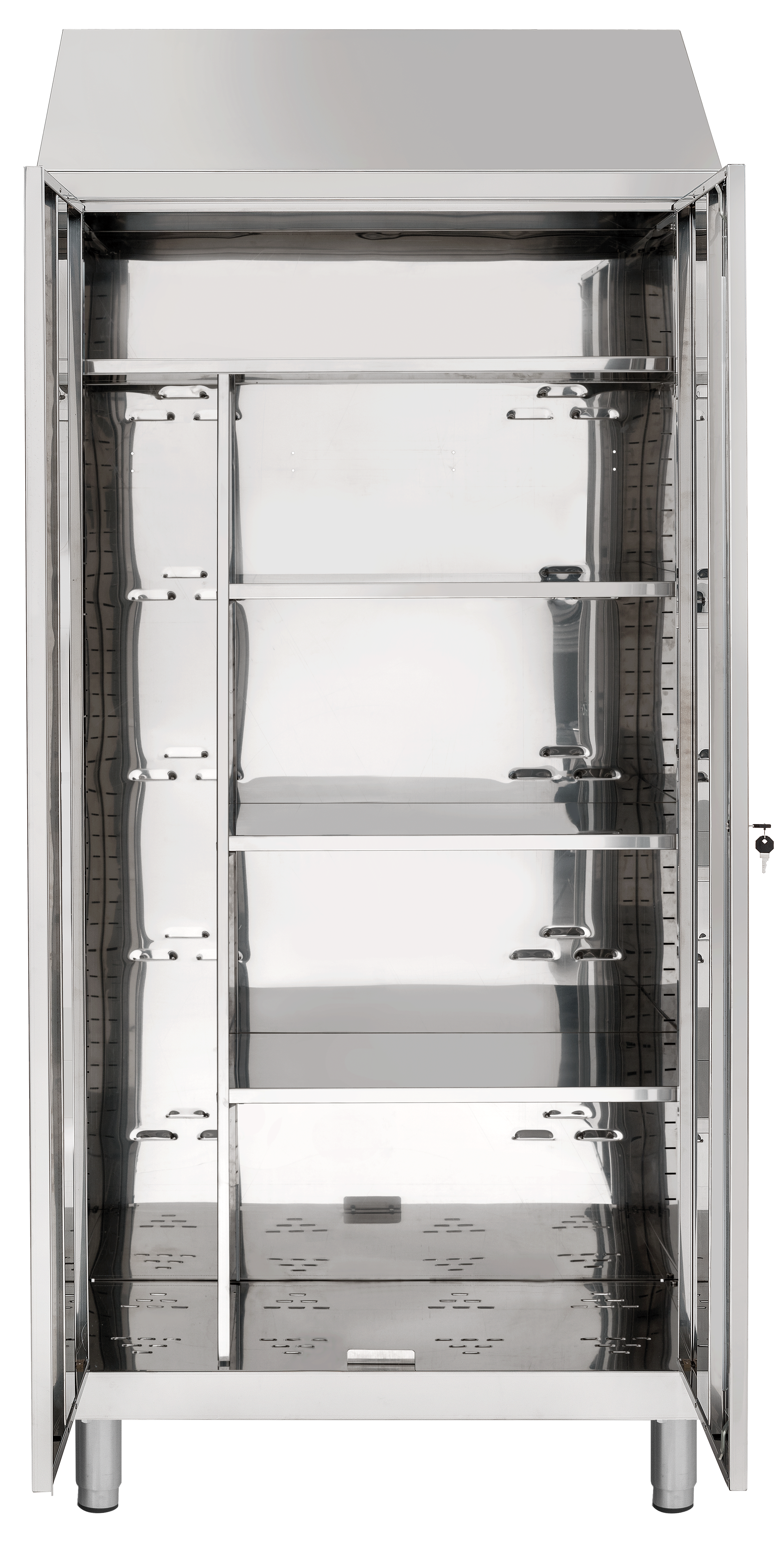 Armadio portascope in acciaio inox a 2 ante con divisorio interno