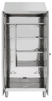 2-door stainless steel broom closet with partial partition