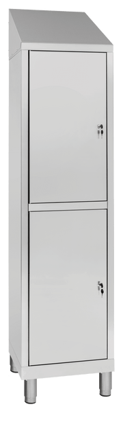 Armadio spogliatoio in acciaio inox biposto a 2 ante sovrapposte