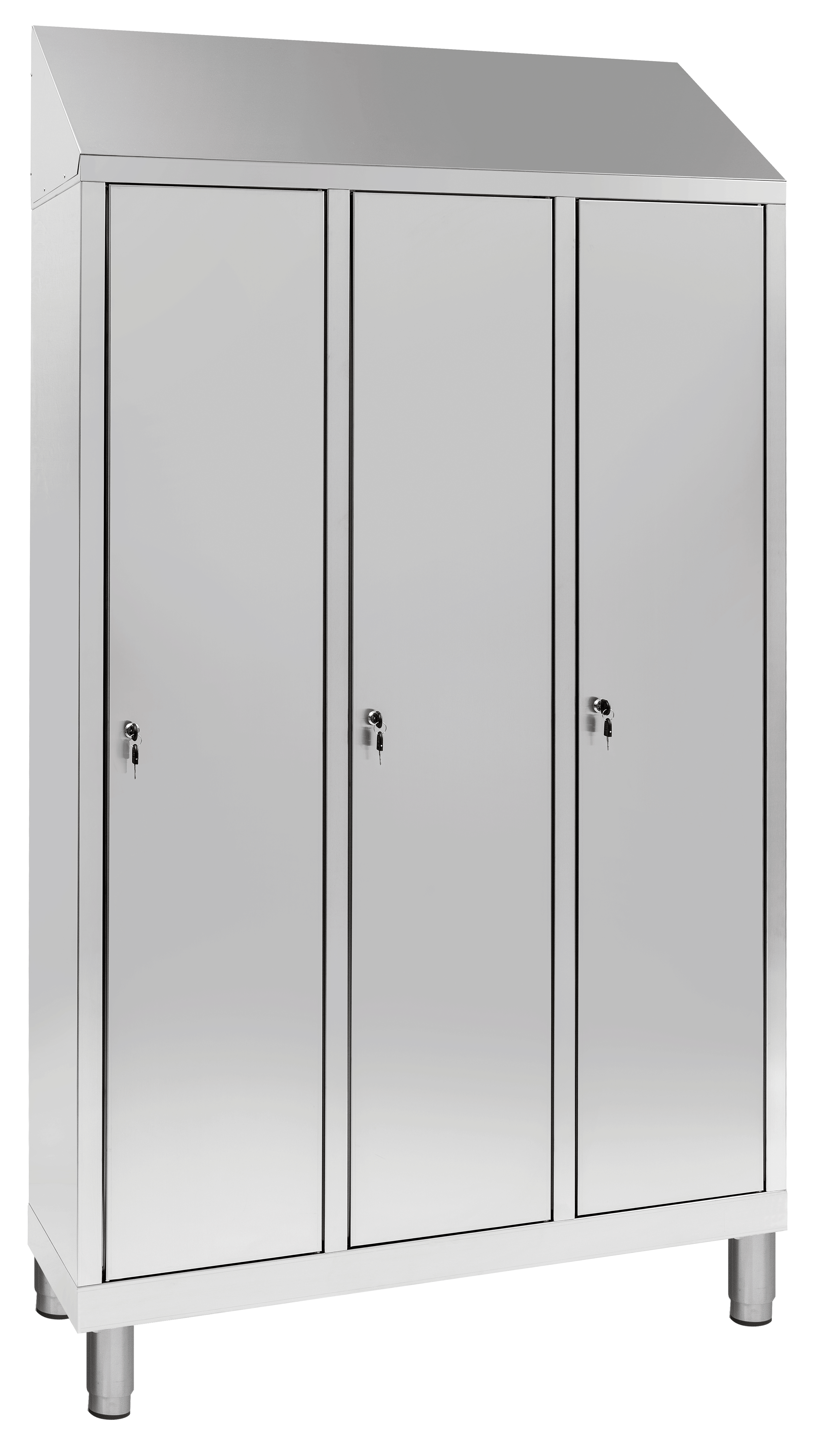 3-door stainless steel locker room with 3 compartments