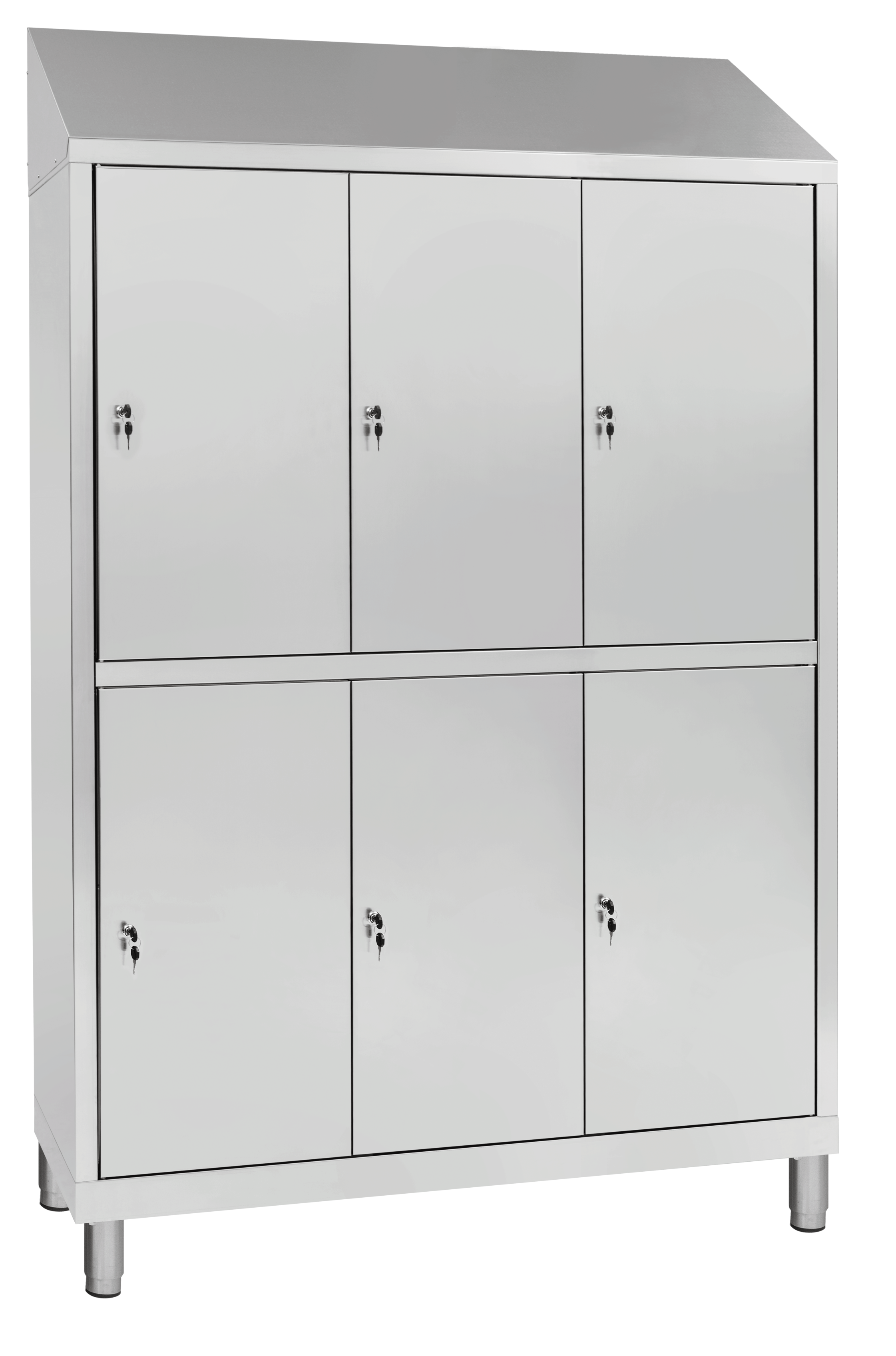 6-door stainless steel locker room locker with 6 compartments