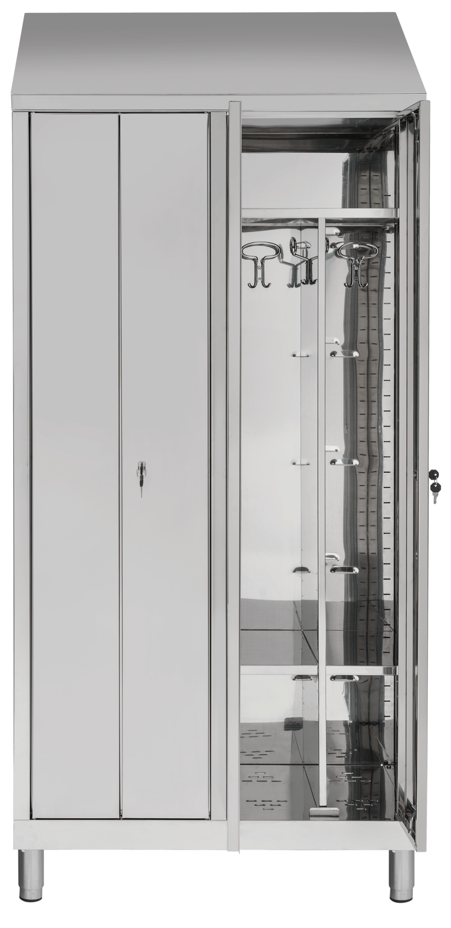 Stainless steel 2+2 door locker with two compartments