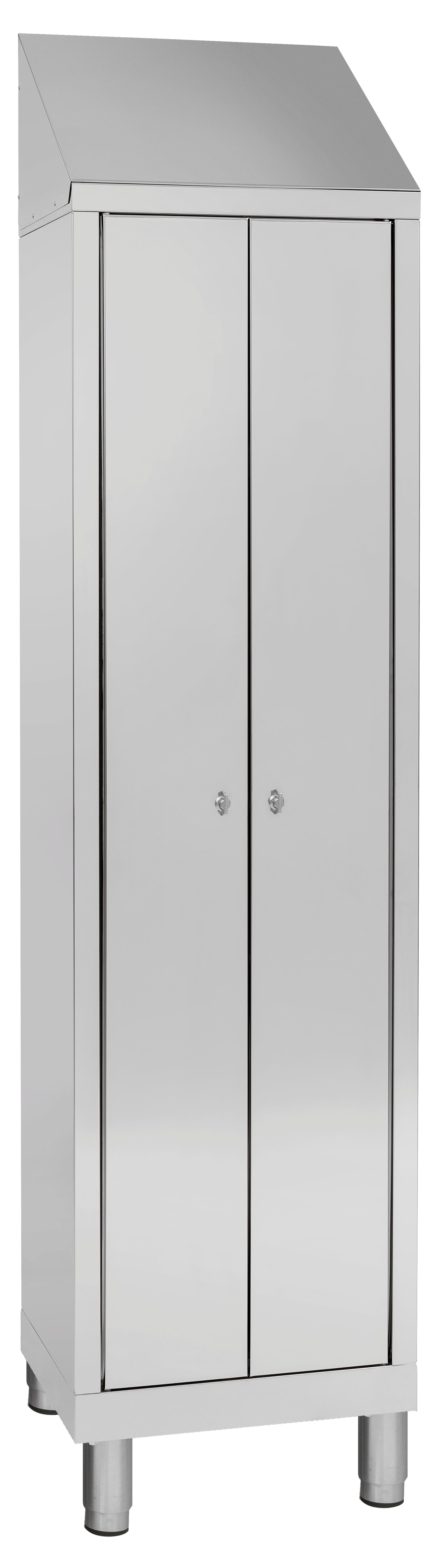 Single-door stainless steel locker with 2 doors