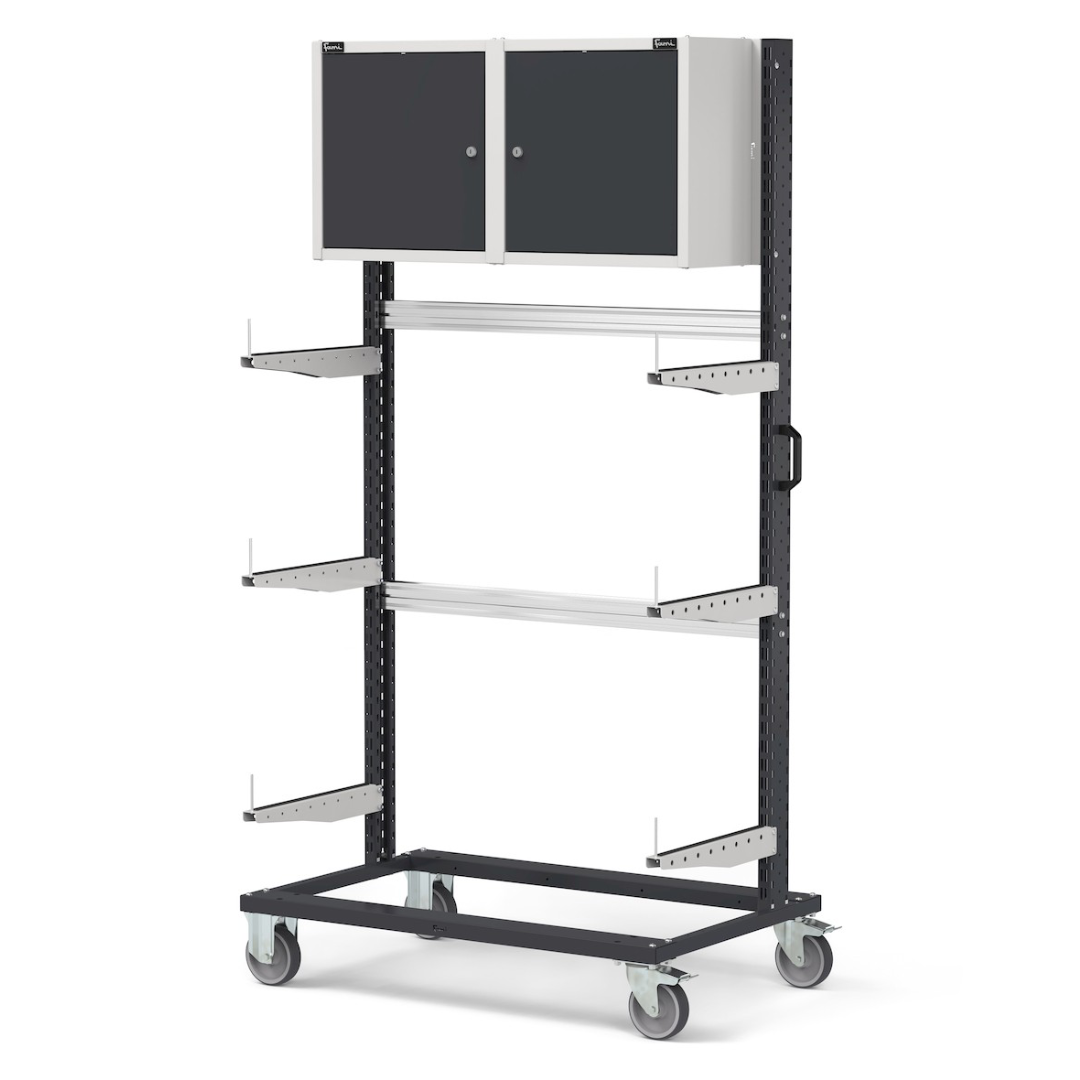 BINCART1013, Carrello rastrelliera con pensili