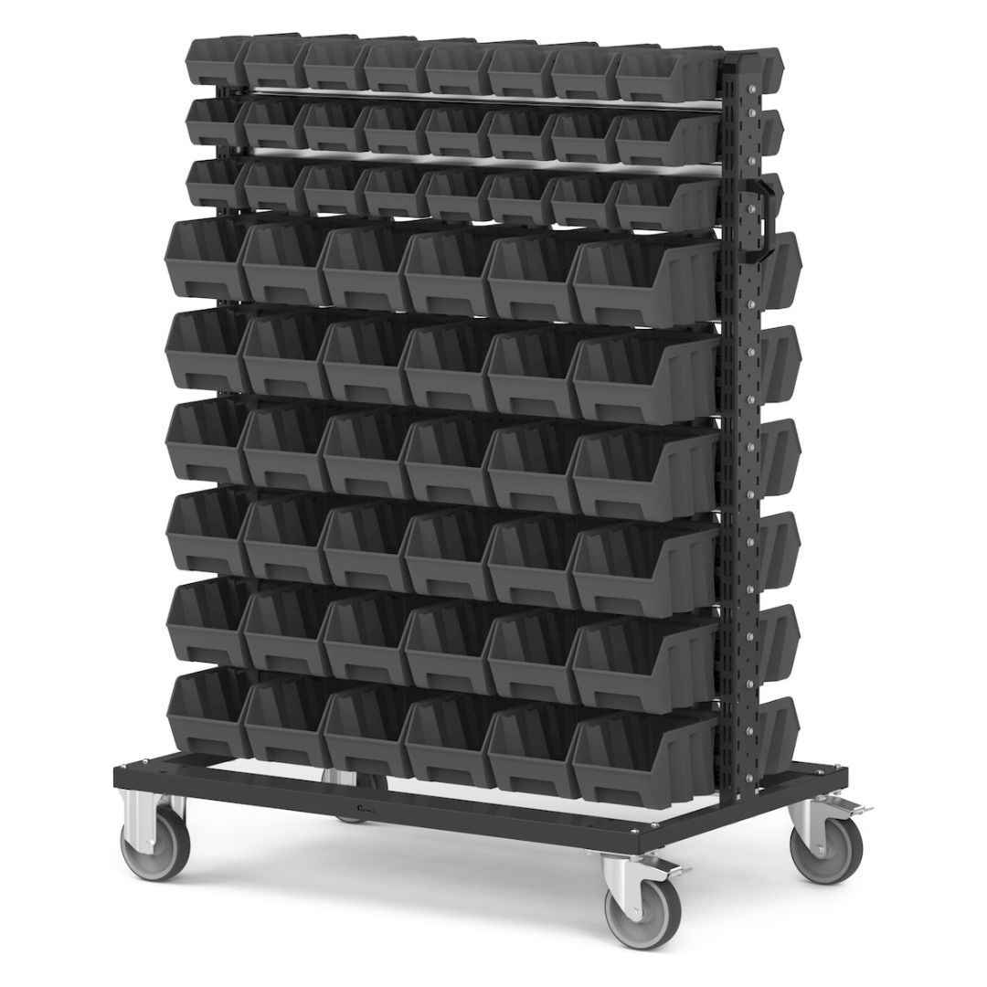 BINCART10, Carrello porta minuteria con 120 cassette a bocca di lupo