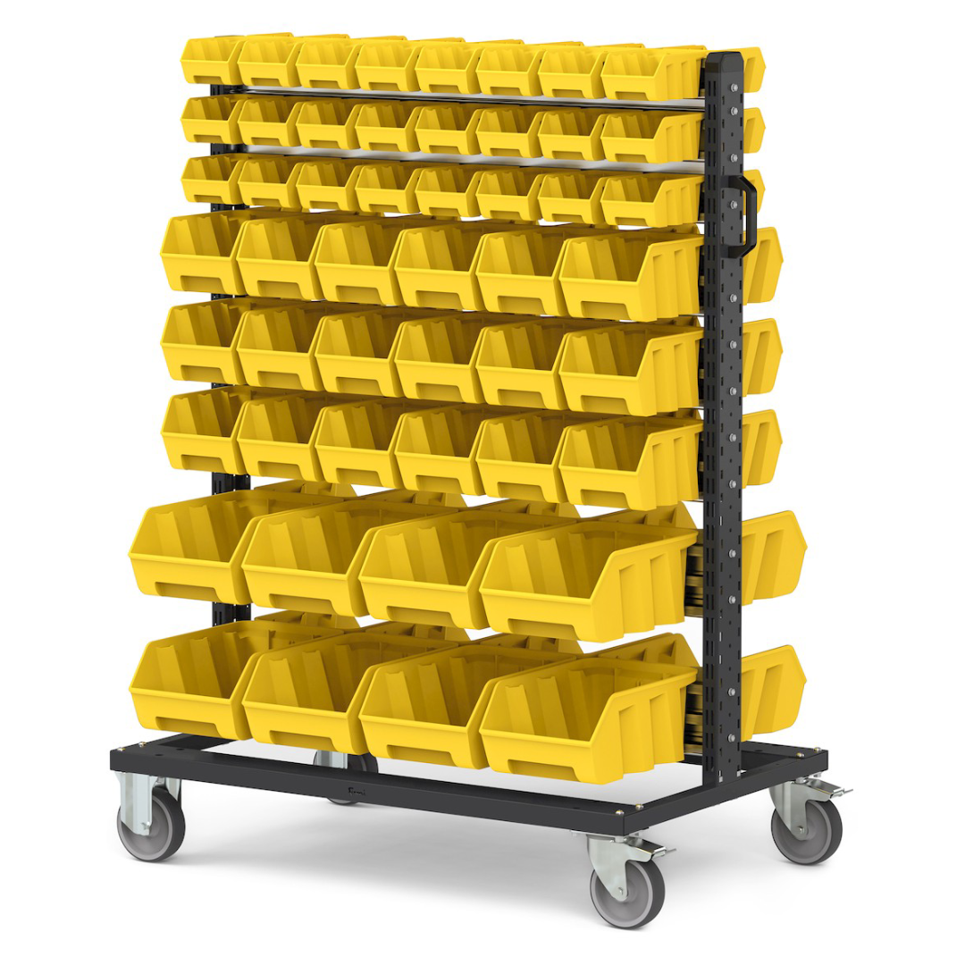 BINCART10, Carrello porta minuteria con 100 cassette a bocca di lupo