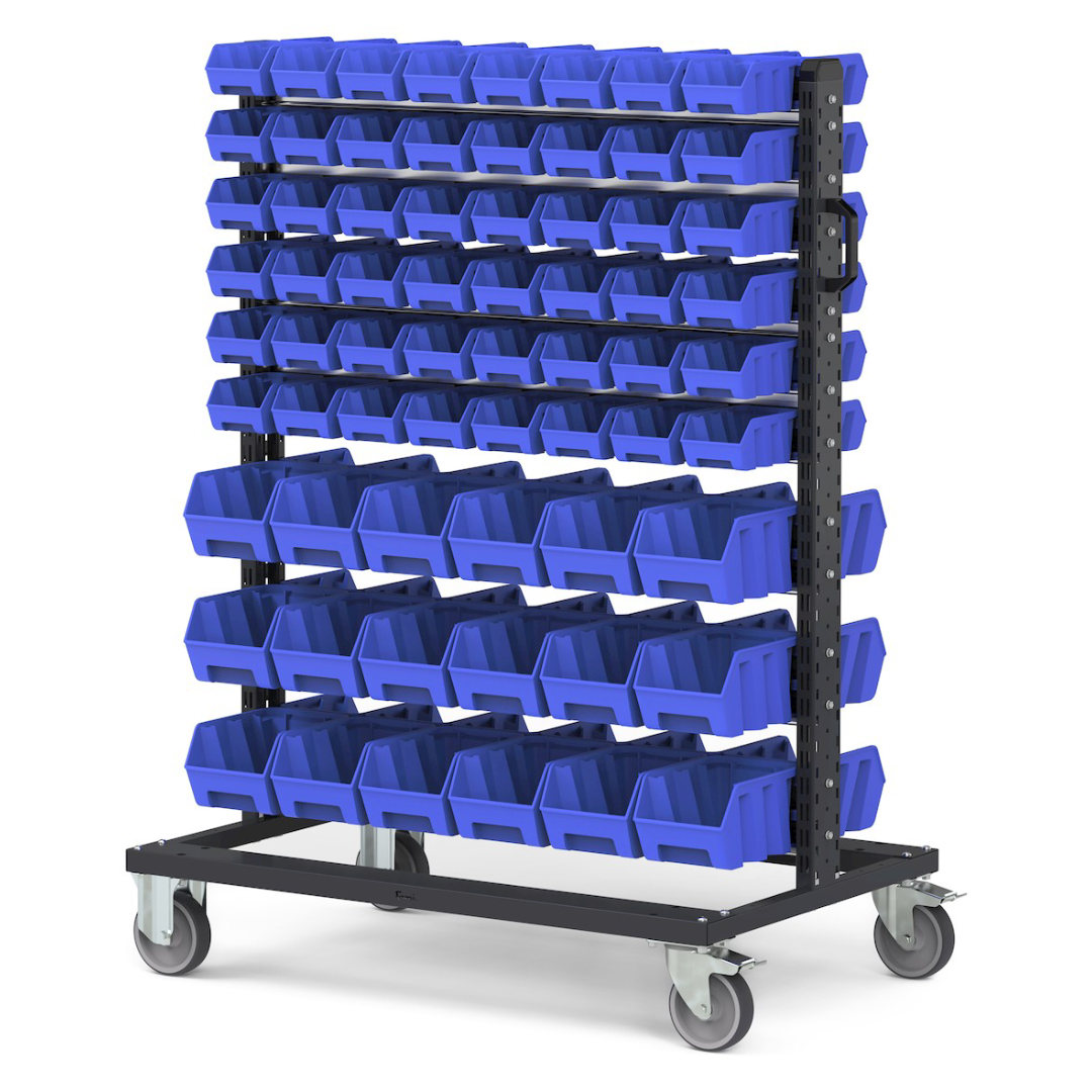 BINCART10, Carrello porta minuteria con 132 cassette a bocca di lupo